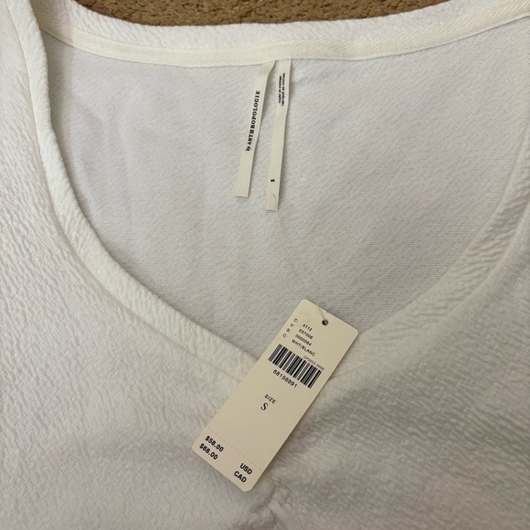 Anthropologie Scoop Neck Rushed White Crop Top Size Small New With Tag - Picture 4 of 8